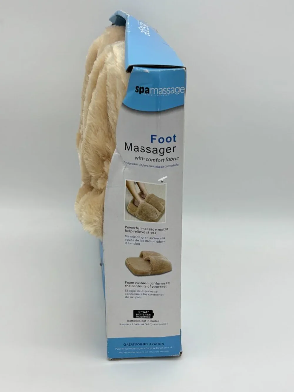 Spa Massage Foot Massager Vibration Slipper Style Relaxation Beige Fleece Soft